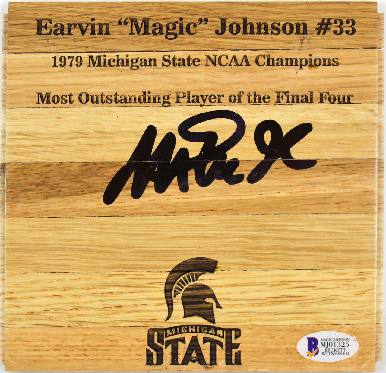 Magic Johnson signed floorboard